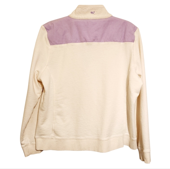 Vineyard Vines | Women's Ivory & Purple Quarter Zipper Shep Sweatshirt (Size XL) - Picture 16 of 16